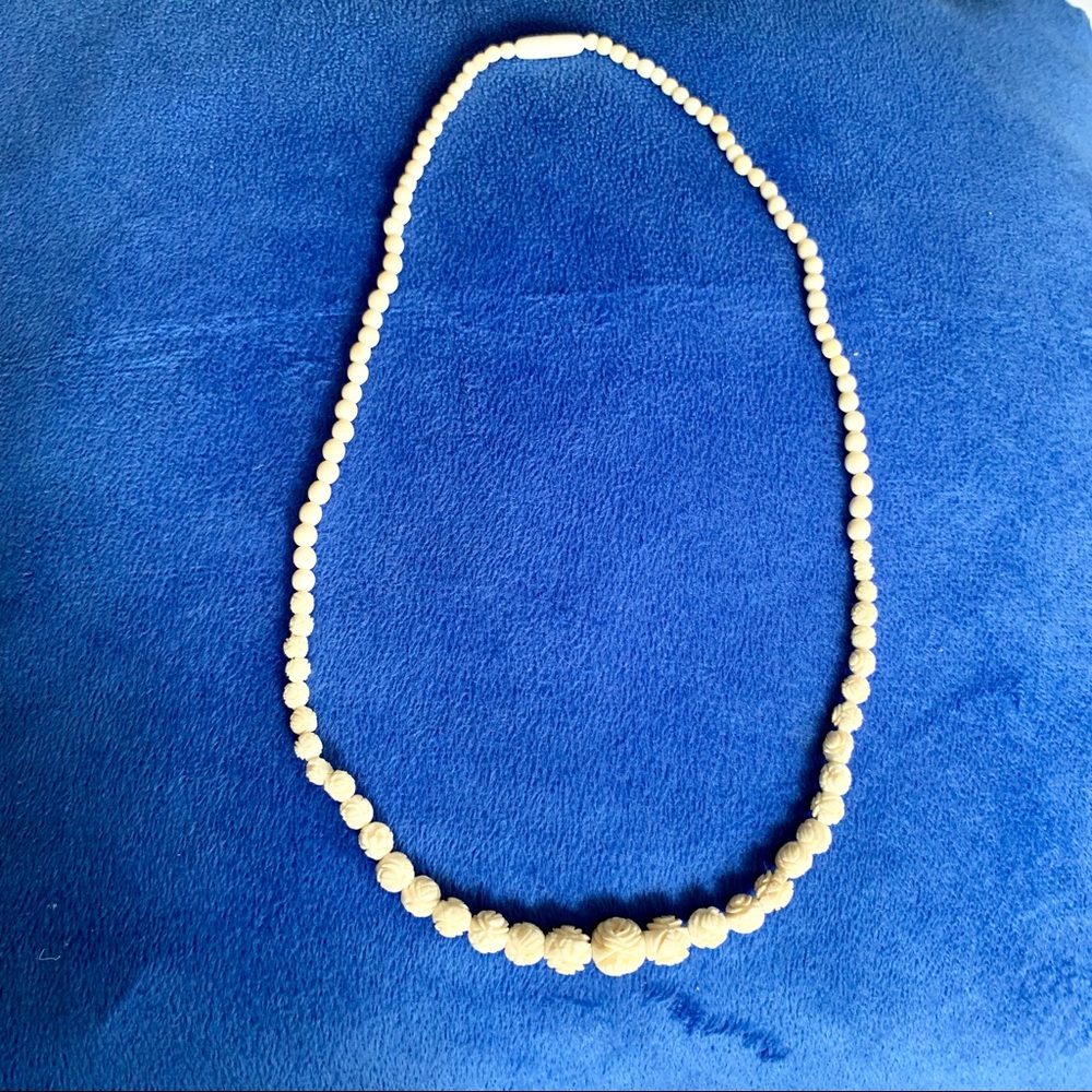 Vintage Bone Bead Ivory Necklace